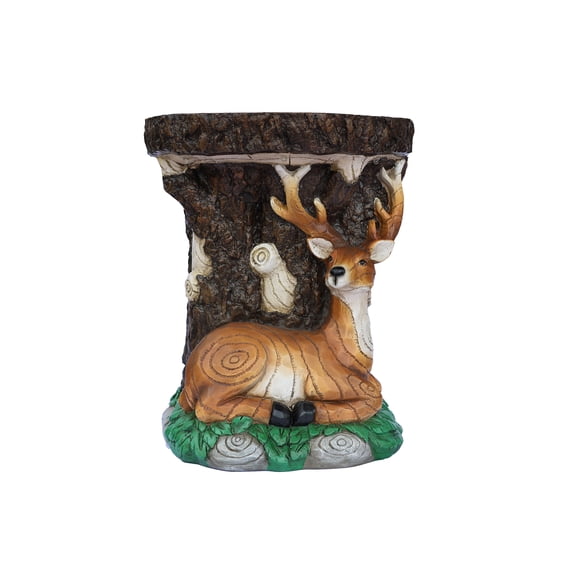 Solar Elk Statue Stump Plant Stand