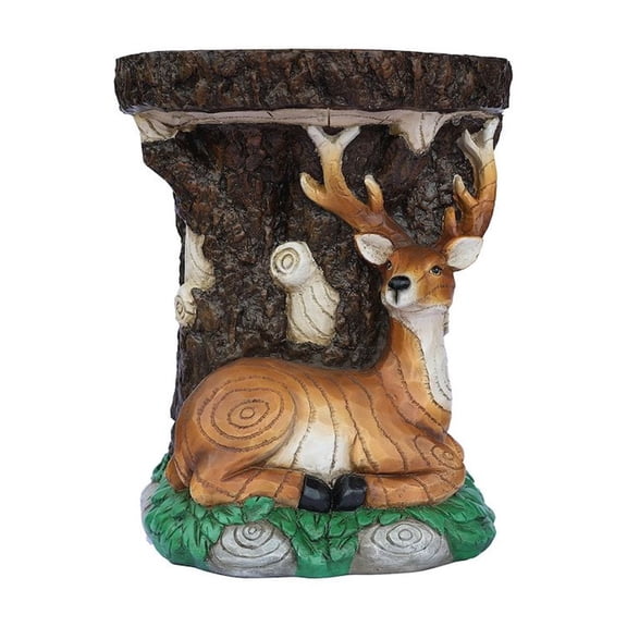 Hi-Line Gift Ltd. Solar Elk Statue Stump Plant Stand