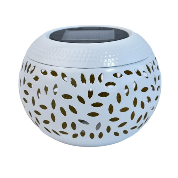 Solar Ellipse Cut Out Round Jar Garden Projection Light Outdoor Decorative Metal Patio Lamp