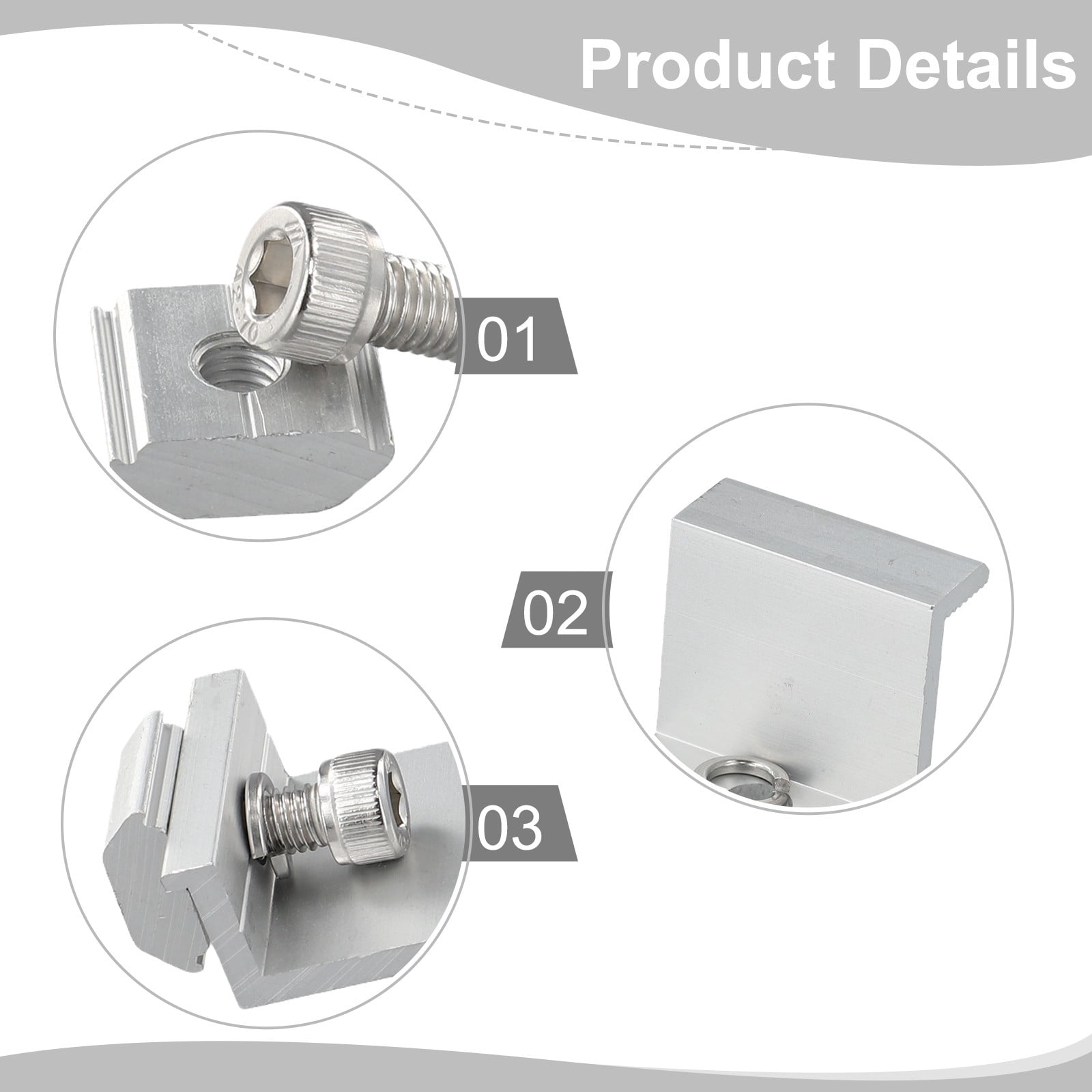 Solar Panel Mounting Brackets,12 Pieces Solar End Clamps For Solar Panel PV Mounting System Install Accessories (Medium Voltage, 40mm