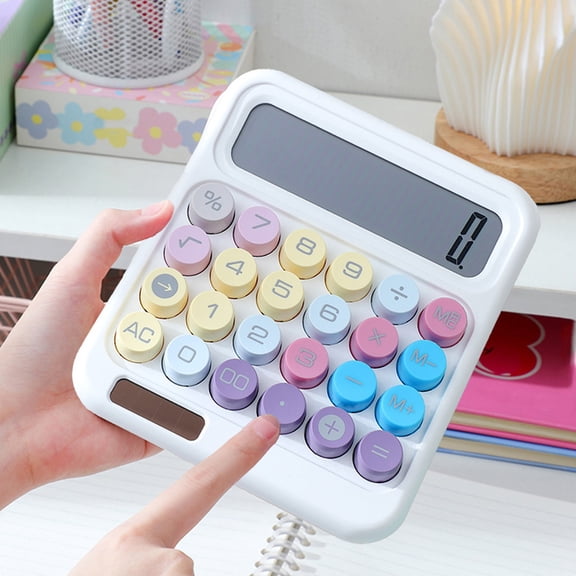 Solar Energy Campus Dopamine Color Calculator, Large Screen 12 Digit Display, Dual Power Office Finance Portable for Campus Office Use