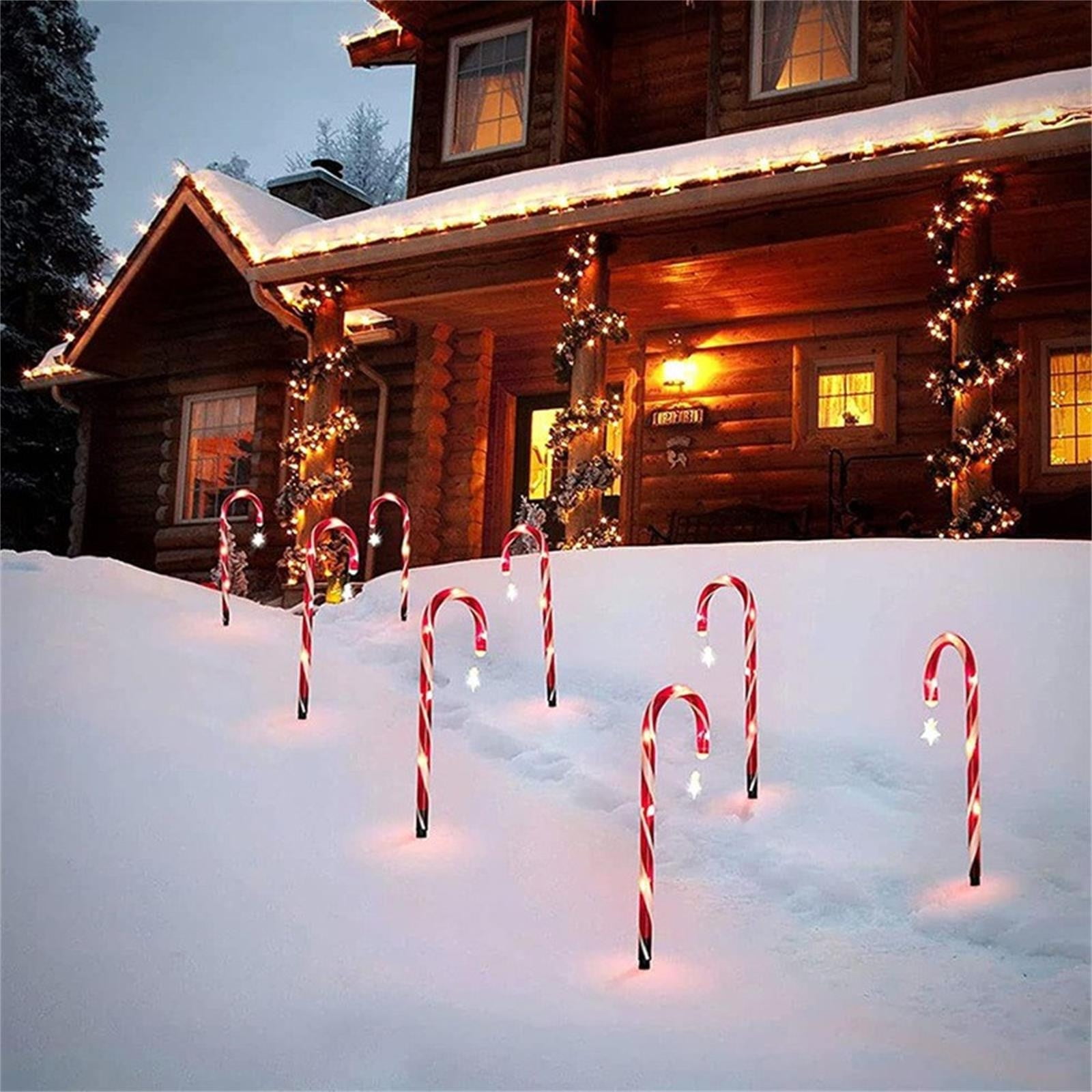 Solar Energy Christmas Crutch Ground Lamp Outdoor Plugin Candy Crutch