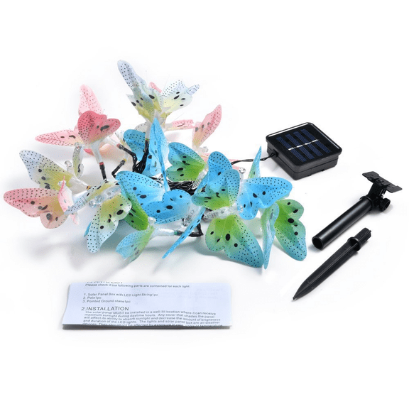 Solar Energy Lamp String Outdoor Fiber Optic Butterfly Fairy Solar Energy Lamp, Solar Energy 2 Mode (12 Lamps)