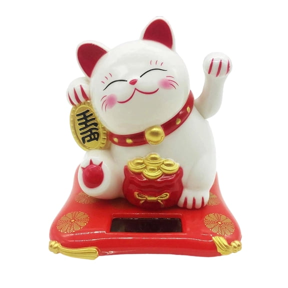 Solar Energy Lucky Fortune Cats Car Decoration Automatic Swinging Arm Home Ornament