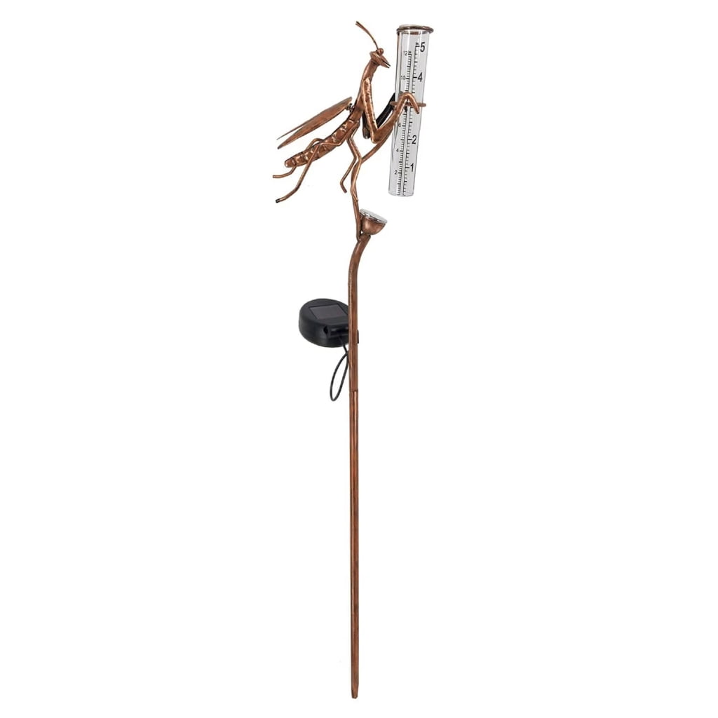 Solar Energy Shape Rain Measure Gauge for Outdoor Grounds Featuring strong Iron Plastic Construction and LED Light Feature Easy Installation