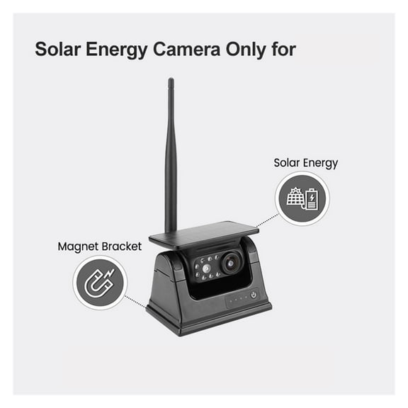Solar Energy Wireless Reverse Backup Camera With AHD 7" Rear View DVR Recording Monitor For Camper/Truck/Hitch/Trailer