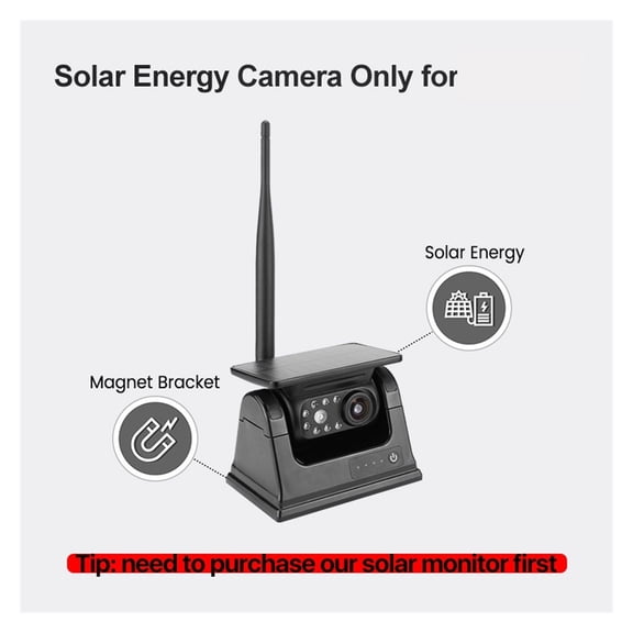 Solar Energy Wireless Reverse Backup Camera With AHD 9 Inch Rear View DVR Recording Monitor For Camper/Truck/Hitch/Trailer ,Clear Images