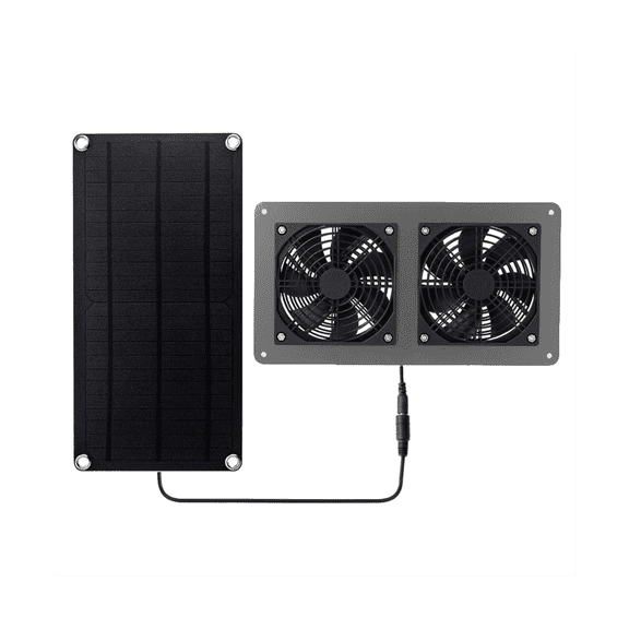 Solar Exhaust Fan Air Extractor Ventilator Solar Panel Powered Dual Fan for Dog Chicken House Greenhouse RV