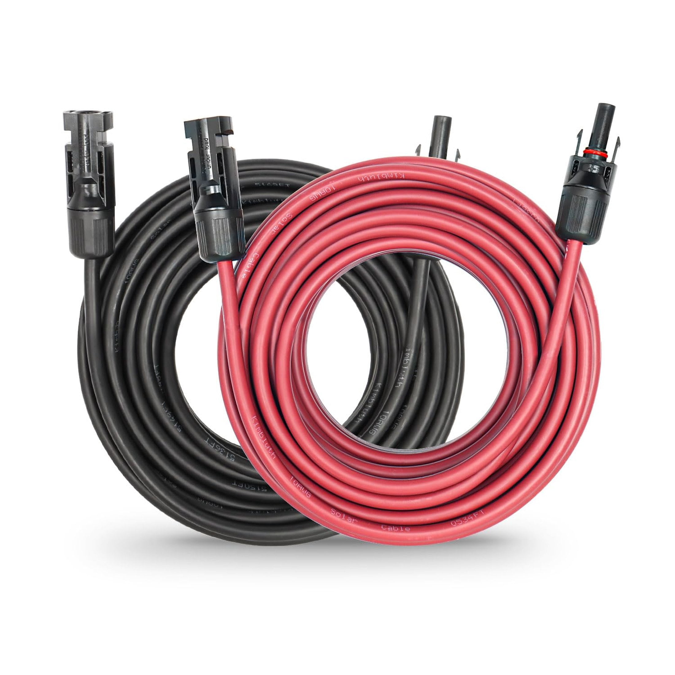 Solar Extension Cable 50FT Black Red 10 AWG Tinned Wire for Panels RV Boat