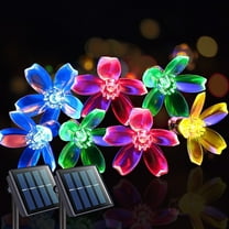 Solar Fairy Blossom Flower String Lights - 22.96ft 50 LED Multi Color Outdoor Decorative Lights for Garden, Patio, Lawn, Christmas - 2 Pac