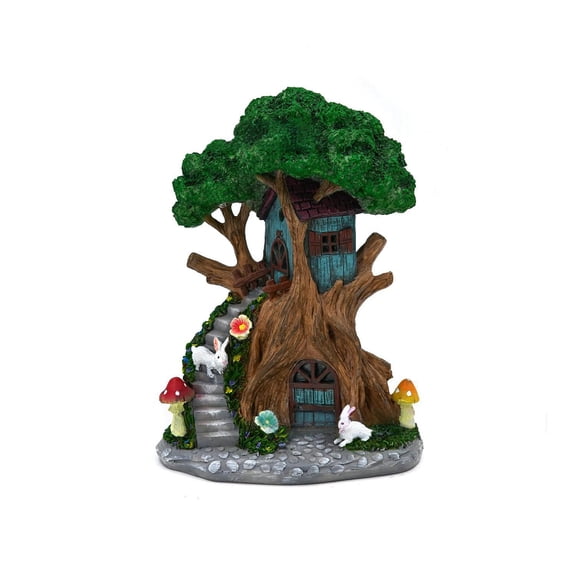 Solar Fairy House,Gnome House,Fairy House Garden,9 Inch Outdoor Solar Tree House Garden Statue Whimsical Garden Decor With Led Lights Resin Yard Ornament For Garden Terrace Landscaping.