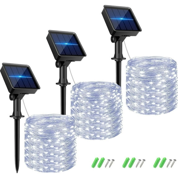 Solar Fairy Lights for Outside Waterproof, 32FT 80LED Solar Powered String Light Outdoor, 8 Modes Copper Wire Solar Twinkle Lighting for Tree Garden Yard Christmas