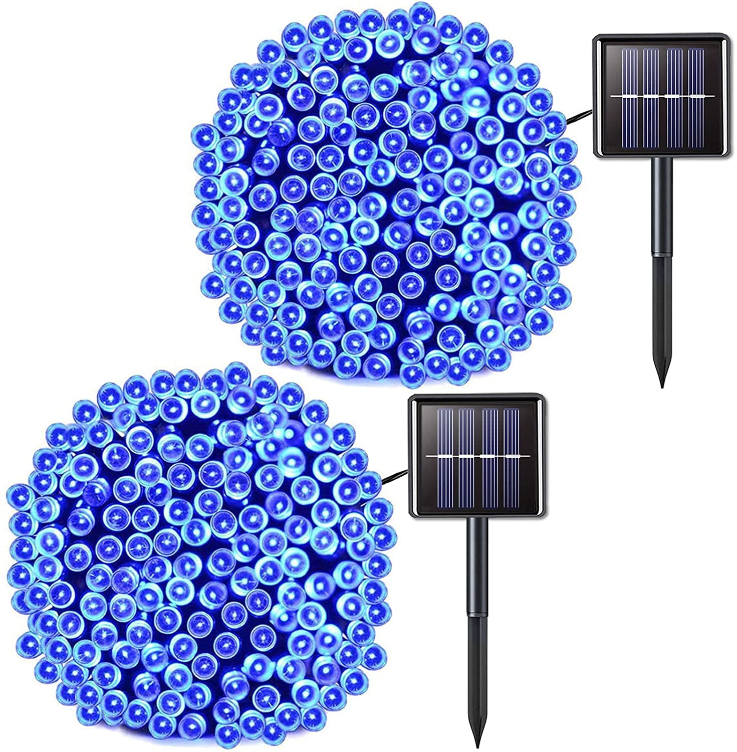 Solar Fairy String Lights 100 LED Christmas Decorative Lights (Blue)2Pack