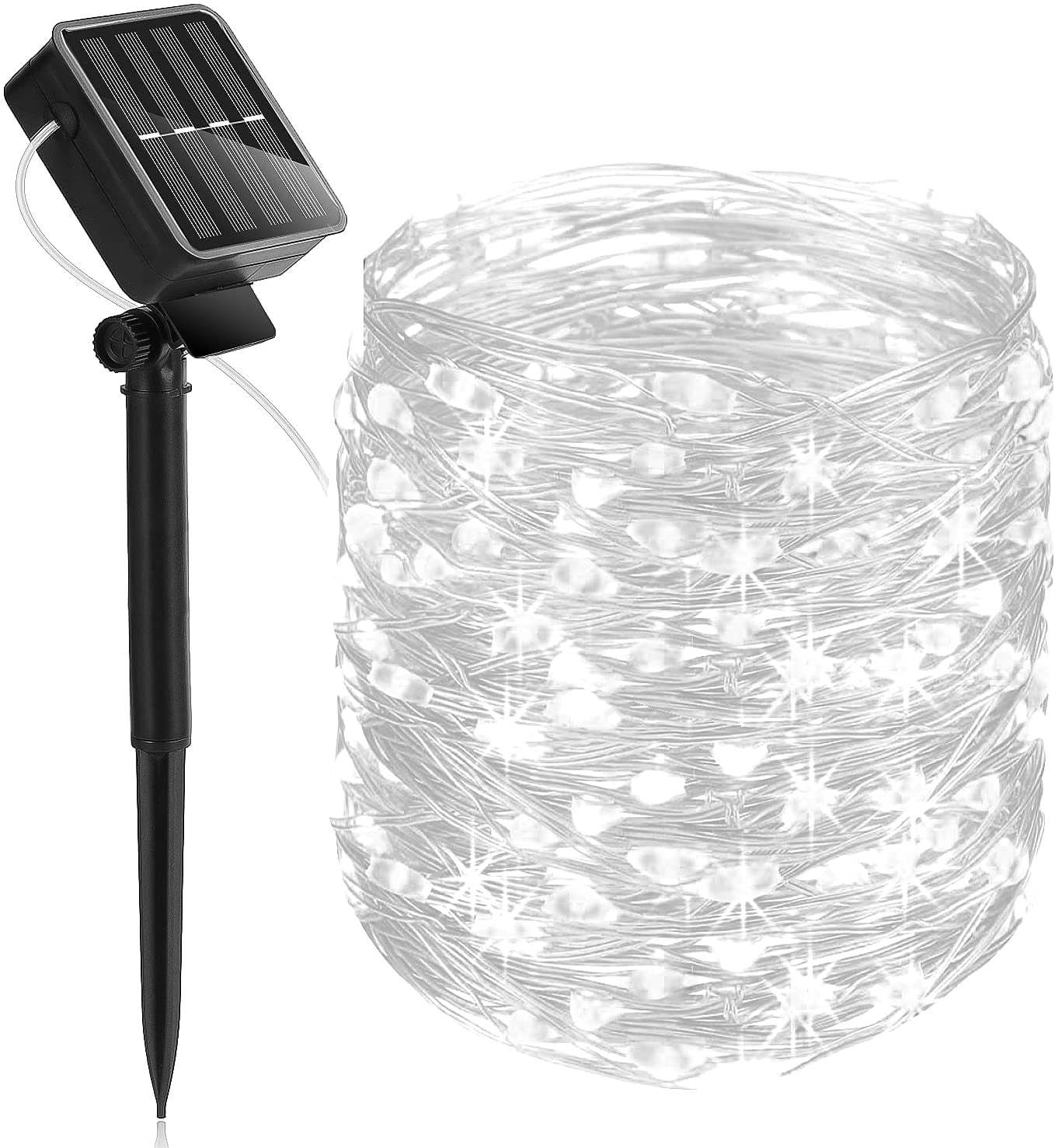 Solar Fairy String Lights 40 FT, 120 LED, 8 Modes Cool White