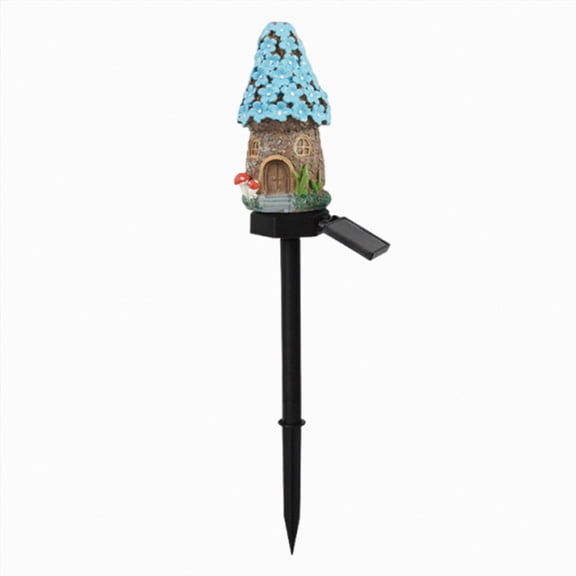 Solar Fairy-Tale Mushroom Cottage Garden Light, Waterproof LED Outdoor Mushroom House Statue Decor Lamp, Auto On/Off Landscape Pathway Light for Yard Patio Lawn Flower Bed