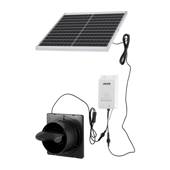 Solar Fan 20W Panel Battery Storage, 220 CFM Airflow Adjustable Angle, 2030 RPM High Speed Ventilation Greenhouse Chicken Coop