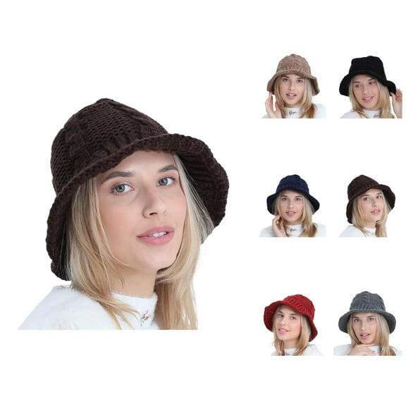 Solar Fan Bucket Hat for Kids - Cooling UPF 50  Sun Protection Women's Autumn And Winter Woolen Pot Hat Fashion And Cute Knitted Warm And Cold Fisherman Hat