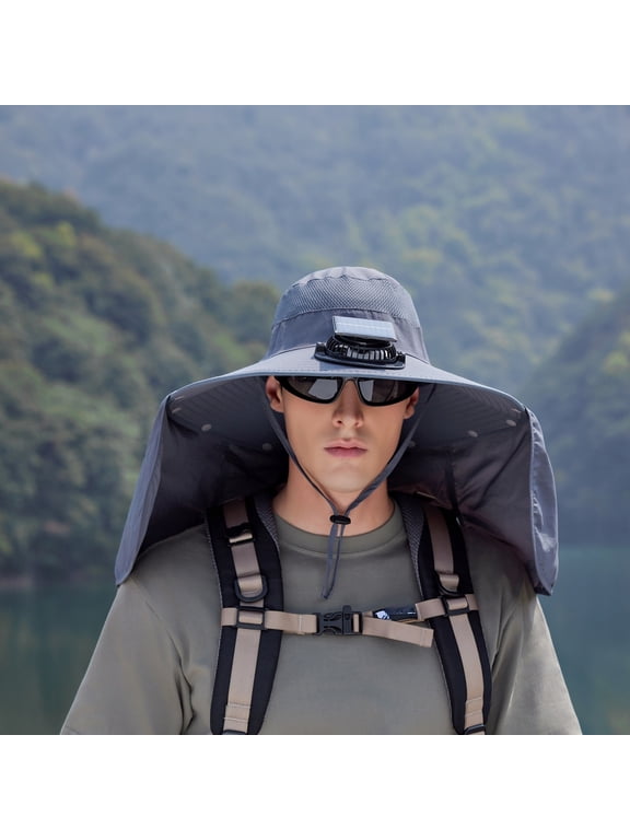 Solar Fan Bucket Hat For Men Women UPF50+ Sun Wide Brim Outdoor Sports Summer Fishing Hat With Technology Jungle Hat Men Men's Cap Bucket Hat Man Hats Ladies Bucket Hat Party Men's Flat Cap Summer