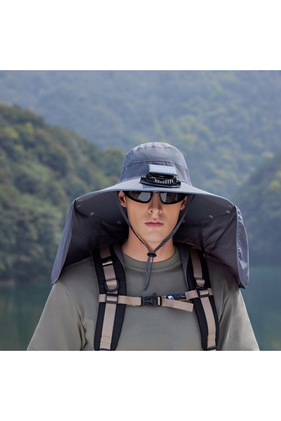 Solar Fan Bucket Hat For Men Women UPF50+ Sun Wide Brim Outdoor Sports Summer Fishing Hat With Technology Jungle Hat Men Men's Cap Bucket Hat Man Hats Ladies Bucket Hat Party Men's Flat Cap Summer
