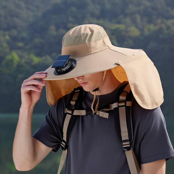 Solar Fan Bucket Hat for Men Women UPF50+ Sun Wide Brim Outdoor Sports Summer Fishing Hat with Technology Rain Hat Leopard Hat Bucket Hat Children Bucket Hat Blue Men's Hat Black Jungle Hat Men