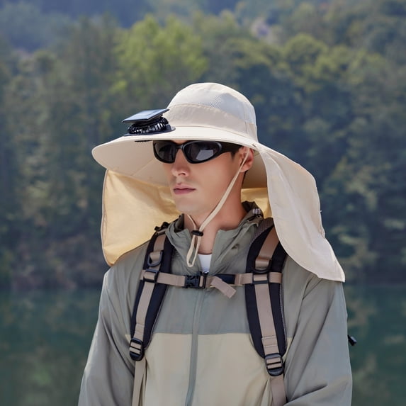 Solar Fan Bucket Hat For Men Women UPF50+ Sun Wide Brim Outdoor Sports Summer Fishing Hat With Technology Work Hat Sun Hat Gentlemen Men's Hat Summer Bucket Hat Party Sun Hat Foldable Reversible