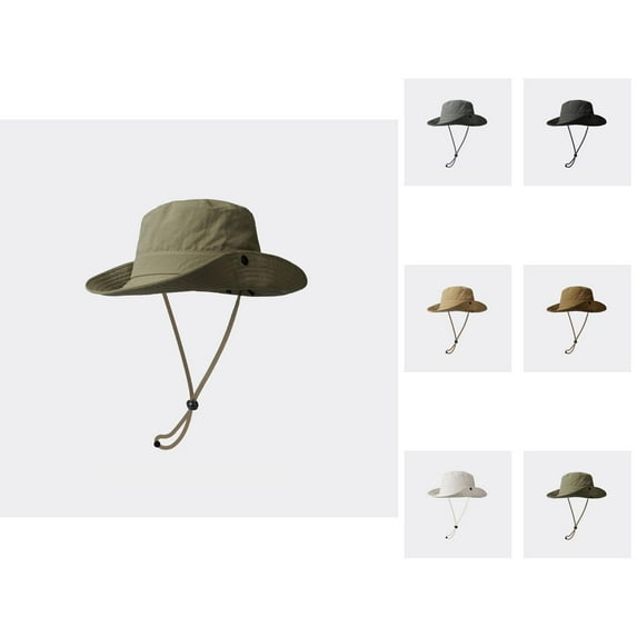 Solar Fan Bucket Hat with Neck Cover - Cooling Hat Golf UV Protection Summer Fashion Sun Cowboy Hat For Men