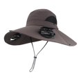 thumbnail image 1 of Solar Fan Fishing Hat Wide Brim Cooling Sun Protection Outdoor Safari Cap with Dual Powered Fans Dark Gray, 1 of 5