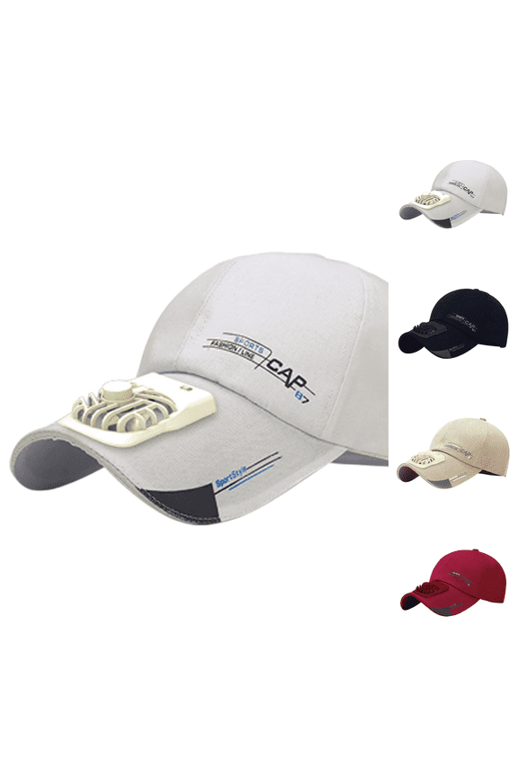 Solar Fan Hat | Breathable Cooling Cap, Heat Resistant, UV Protection, Unisex Summer Sun Hat White One Size