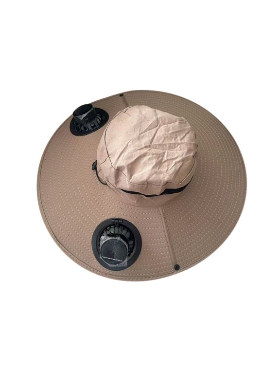 Solar Fan Hat Breathable Wide Brim Sun Hat for Men Women Sun Bucket Fishing Hats with 2 Solar Fan UPF 50+ Outdoor Fishing, Gardening & Beach