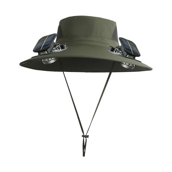 Solar Fan Hat Breathable Wide Brim Sun Hat for Men Women Sun Bucket Fishing Hats with 2 Solar Fan UPF 50+ Outdoor Hiking Beach