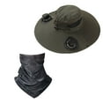 thumbnail image 1 of Solar Fan Hat Clearance,Wide Brim Solar Fan Hat with 2 Rechargeable Solar Fan,3-Speed Adjustable,Outdoor Fishing Hat with Fashion Neck Gaiter for Men/Women, 1 of 5