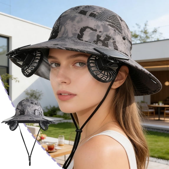 Solar Fan Hat with Detachable Design, Outdoor Sun Hat Featuring 3-Speed Solar Powered Fan, Neck & Face Cover for Hiking, Gardening, Camping, Travel, Breathable Mesh