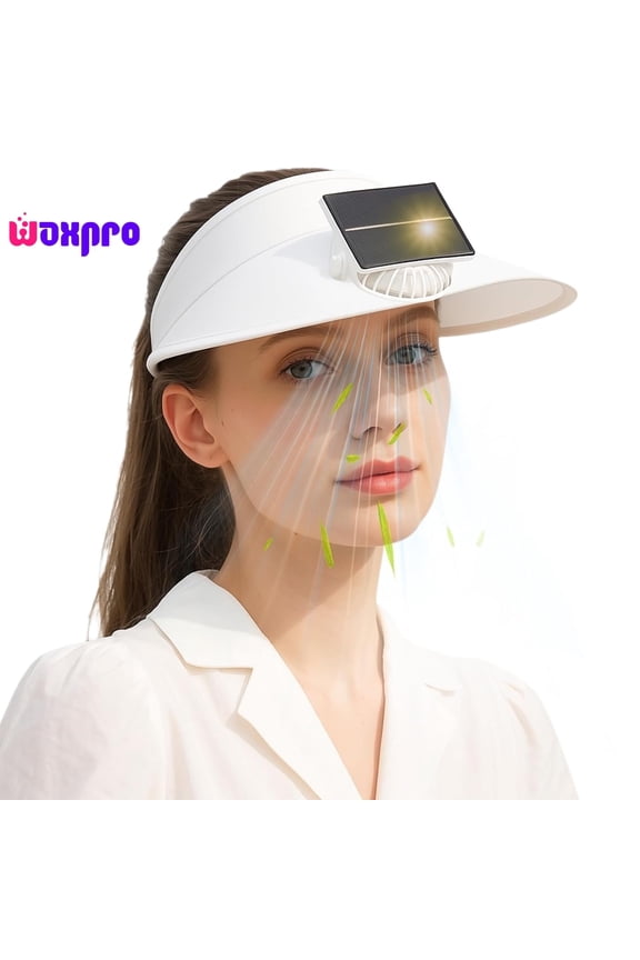 Solar Fan Hat, Fan Visor Hat for Woman, Solar Powered - USB Charging Sun Visor Cooling Hats with Built in, 3 Speed Adjustment for Outdoor Beach Travel