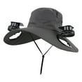thumbnail image 1 of Solar Fan Hat for Men Women Outdoor Wide Brim - Dual 600mAh USB/Solar Charging Fishing Sun Hat with 3-Speed Fans for Gardening Farming Hiking(Dark Gray), 1 of 9
