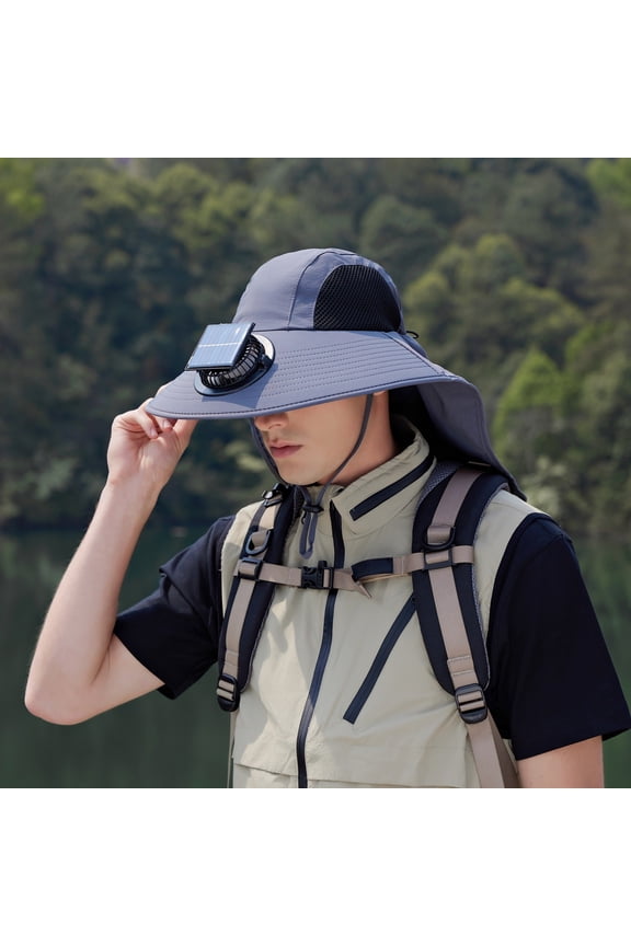 Solar Fan Hat For Men And Women UPF50+ Sun Fisherman Hat With Wide Brim And Sunshade Outdoor Fisherman Hat Linen Men's Summer Hat Sun Hat Bike Fishing Hat Modern Black Women's Bucket Hat Winter Hat
