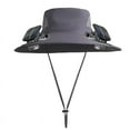 thumbnail image 1 of Solar Fan Hat, Men Women Wide Brim Sun Hats with 2 Solar Fan, Breathable Bucket Hat Outdoor Fishing Hat for Hiking Camping, 1 of 1