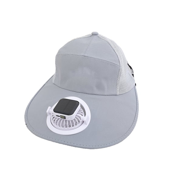 Solar Fan Hat, Mesh Baseball Cap with Solar Fan, Summer UV Protection Sun Hat, Solar Powered/USB Charging Fan Cap,Versatile Layout,Waterproof and Sweat(Gray)