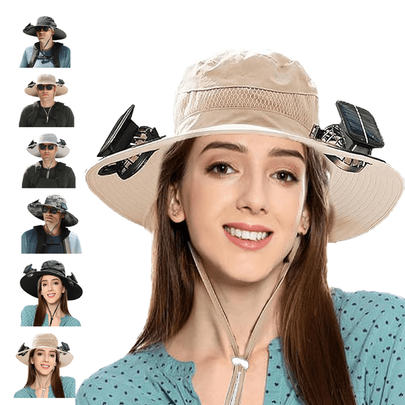Solar Fan Hat Outdoor, 2026 New Wide Brim Hat Men, Solar Powered Hat With Fan for Men Women, Outdoor Fishing Hat with 2 Solar Fan Built