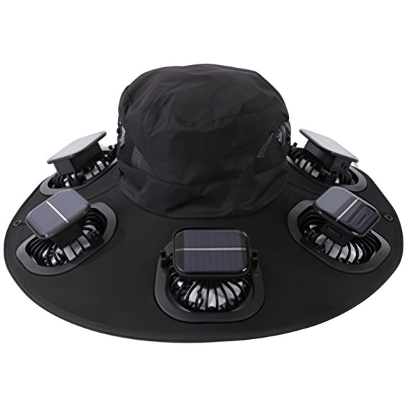 Solar Fan Hat Outdoor Wide Brim Sun Bucket Hat with 6 Built-in Cooling Fan for Men Women Lightweight Breathable for Fishing Hiking Beach Gardening Summer Travel Type-C Charging