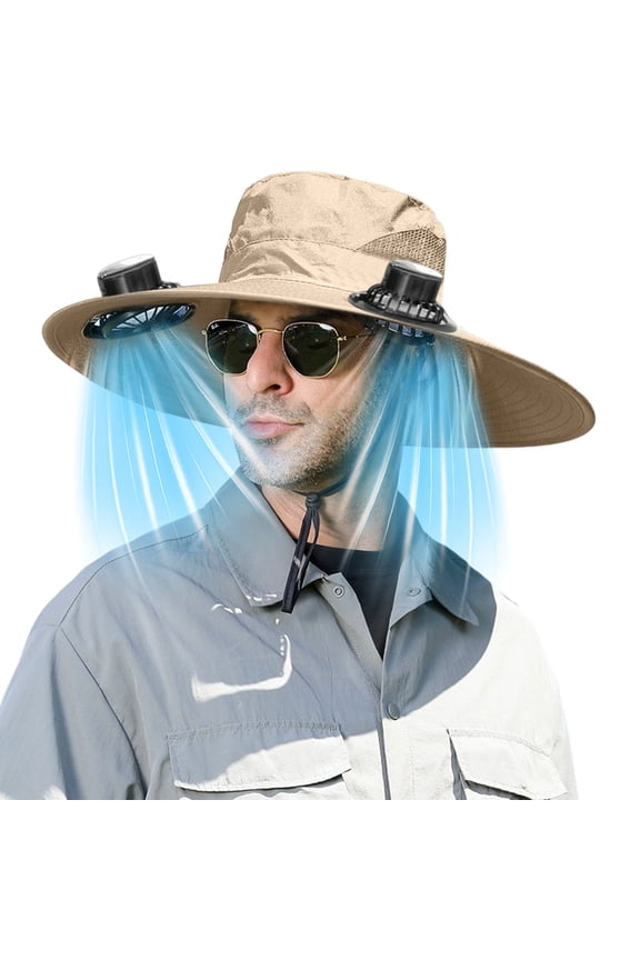 Solar Fan Hat for Outside Summer,Fisherman Sun Hat with Solar & USB Charging Dual Power,Strong Wind Cooling Fan Hat for Men Outdoor Fishing Hiking Gardening