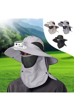 Solar Fan Hat Solar Powered Fan Hat Hat with Fans Solar Power Solar Fan Hats for Men with USB Rechargeable Fishing Hat for Men Sun Protection Cap with Face Neck Flap Strong Airflow Hat Outdoor Hiking