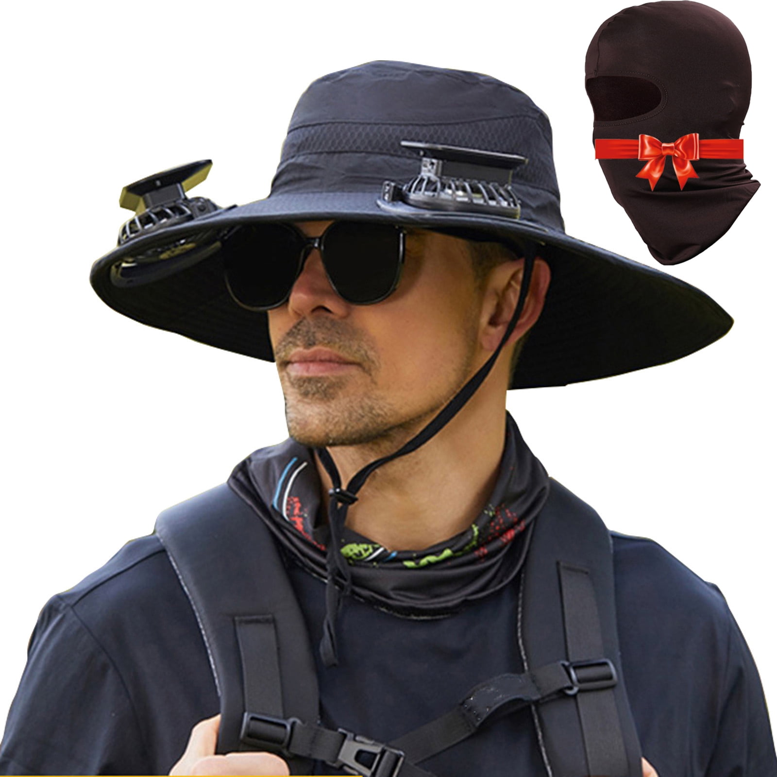 Solar Fan Hat,Solar Powered Fan Hat,Wide Brim Solar Fan Hat Outdoor Wide Brim Sun Hat Solar Panel Fan Hat Solar Hat With Built In Fan With 2 Solar Fan Fishing Hat For Men - Removable & Usb Charging