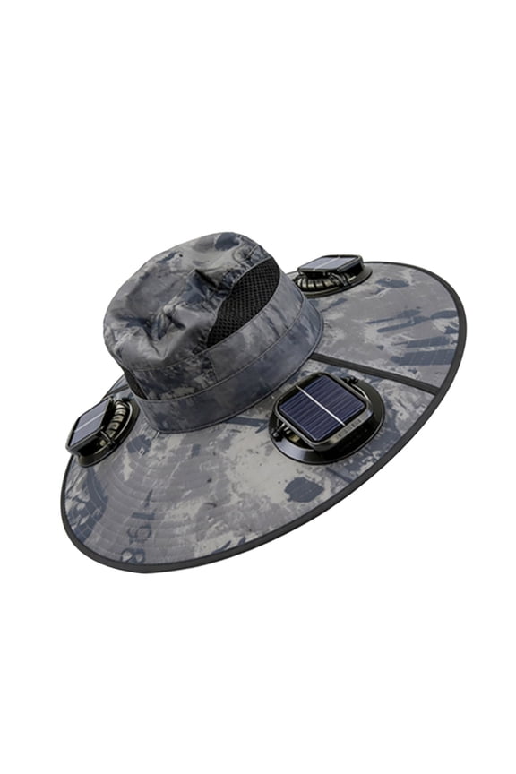 Solar Fan Hat,Solar Powered Fan Hat for Men Women,Wide Brim Sun Hat with 3 Solars Fan,3-in-1 Hands-Free Hats Fans