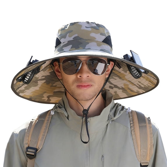 Solar Fan Hat Solar Powered Ventilated Fisherman Hat With Long Lasting Lithium Battery Outdoor Sun Shield Cap for And Fans Hat for Sunny Days And Hiking