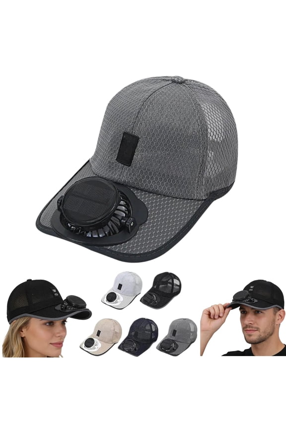 Solar Fan Hat, Solar Rechargeable Peak Cap, Cooling Hats for Hot Weather, 3-Speed Quiet Fan