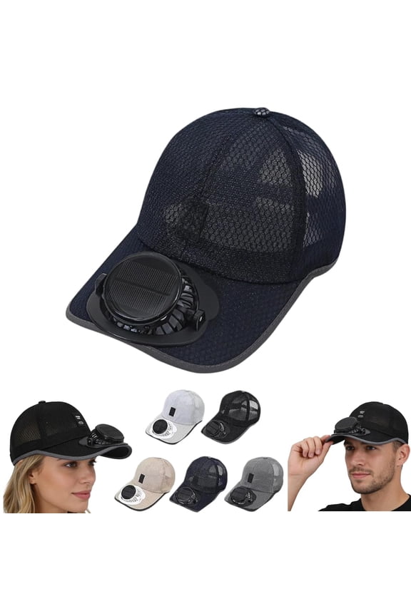 Solar Fan Hat, Solar Rechargeable Peak Cap, Cooling Hats for Hot Weather, 3-Speed Quiet Fan