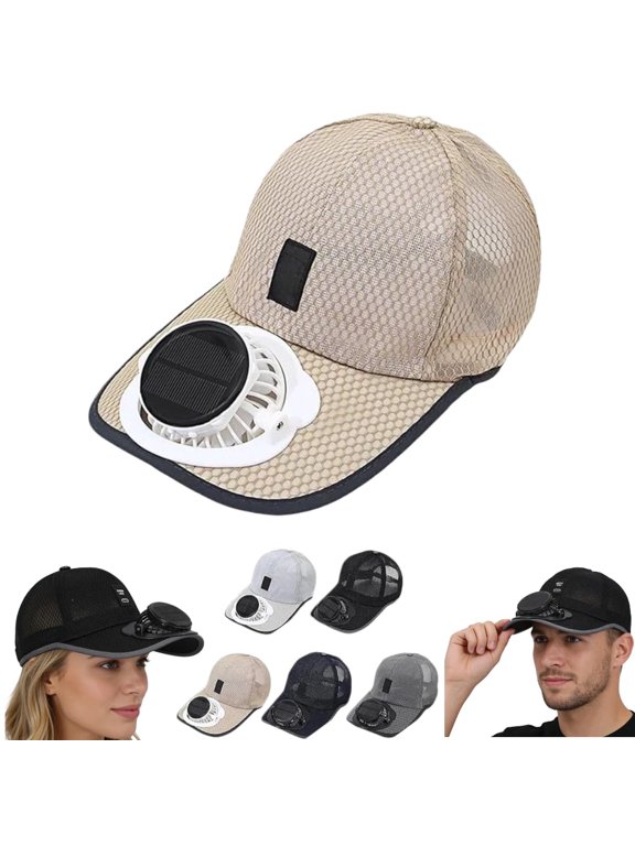 Solar Fan Hat, Solar Rechargeable Peak Cap, Cooling Hats for Hot Weather, 3-Speed Quiet Fan