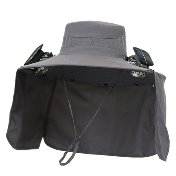 Solar Fan Hat Summer Mosquito Solar Fan 22.05-23.62inch Dual Power USB Rechargeable 3-Speed Cooling UPF 50+ Adjustable Outdoor Wide Sun Hat With Solar Fan for Hiking Men & Women