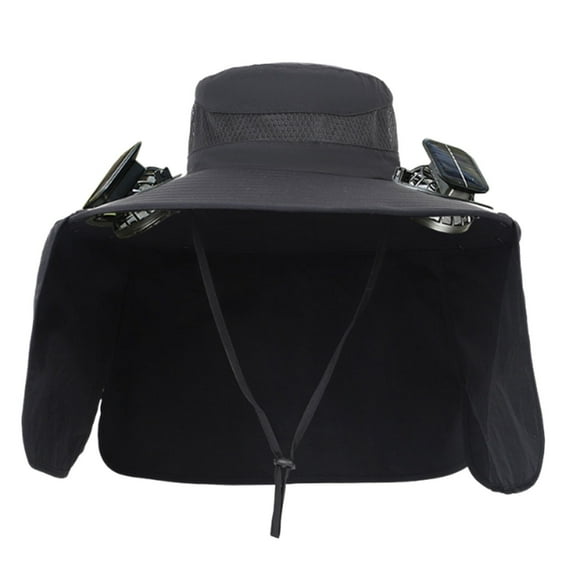 Solar Fan Hat Summer Mosquito Solar Fan 22.05-23.62inch Dual Power USB Rechargeable 3-Speed Cooling UPF 50+ Adjustable Outdoor Wide Sun Hat With Solar Fan for Hiking Men & Women