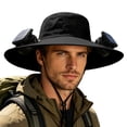 thumbnail image 1 of Solar Fan Hat, UPF 50+ Wide Brim Sun Hat with 2 Fans, Solar & USB Rechargeable, 3 Speeds for Fishing/Camping/Hiking/Gardening, 1 of 5